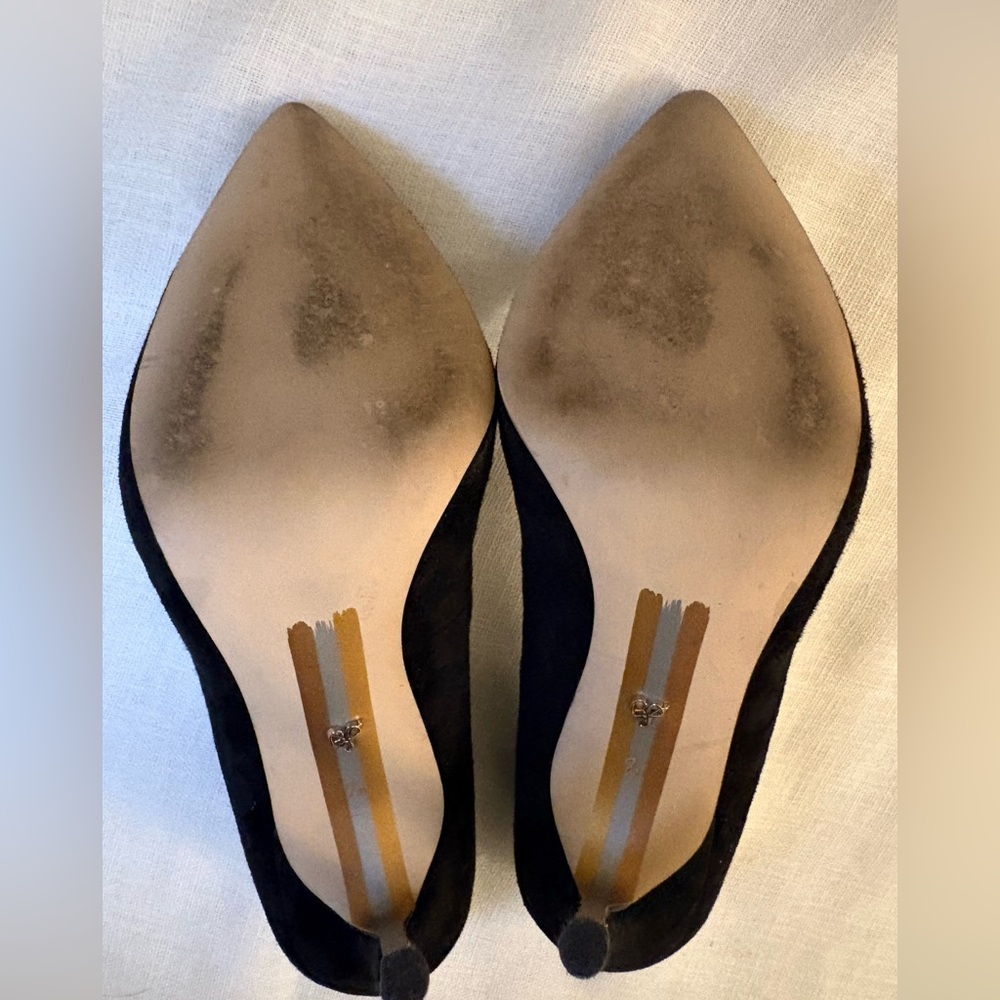 Sam Edelman Black Suede Pointed Toe Stiletto Pumps Heels US 7.5 Classic Sexy - Picture 11 of 13